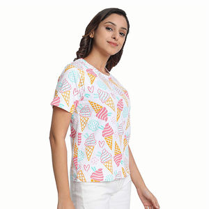 Camiseta Corta de Moda para Mujer, Sublimada, Ligera, de Poliéster, para Verano - Product Image 3