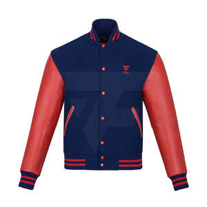 Veste universitaire de baseball d'hiver personnalisée pour hommes, tissu de laine épais avec motif, bouton de support, manches en cuir à capuche - Product Image 1