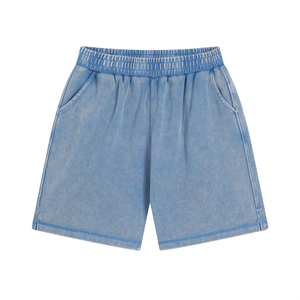 Short en coton pour hommes personnalisé Vintage Sun Dye Fade Sweat Shorts en coton vieilli coupe bord bouffant impression Shorts d'été pour hommes délavés à l'acide - Product Image 1