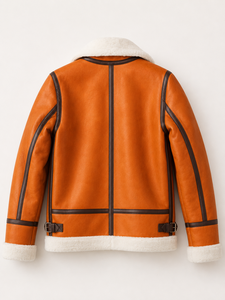 Men Genuine Leather Eco-Friendly Bomber <b>Jacket</b> Waterproof Windproof Customized Logo Winter Sherpa <b>Lined</b> Zip Streetwear Outerwear - Product Image 2