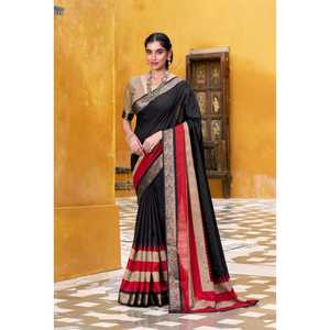 Suave sensación de algodón Royal Zari border estética India pura envuelta en simplicidad Impreso con trabajo de tejido Zari - Product Image 1