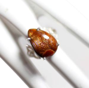 Anillo de mujer de ágata de fuego mexicana Natural, conjunto de bisel en forma de pera de Plata de Ley 925, estilo Vintage de piedras preciosas para fiestas de boda - Product Image 3