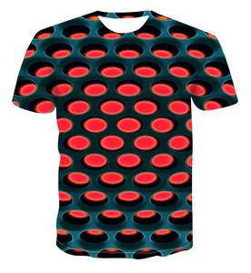 Camiseta gráfica personalizada OEM de diseñador, Camiseta de punto por sublimación con estampado geométrico Multicolor, Hip Hop para hombres de talla grande, 180 gramos - Product Image 3