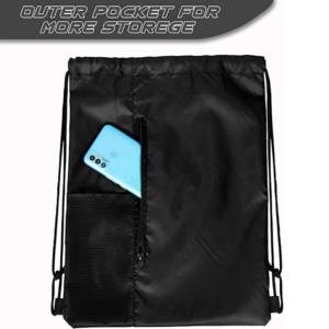 Sac à cordon lavable fabriqué en usine Sacs à chaussures de sport imperméables avec 3 poches PE Swim Dance Sack Backpack Mobile Pocket - Product Image 5