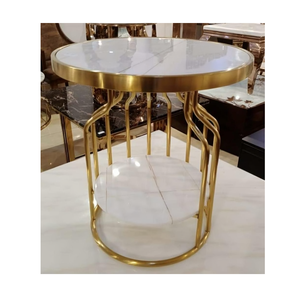 โต๊ะกาแฟหินอ่อนร่วมสมัยเน้นพื้นผิวขัดเงาและโครงสร้างทางศิลปะสำหรับพื้นที่นั่งเล่นหรูหราทันสมัยระดับพรีเมียม - Product Image 1