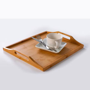 Plateau de service en bois de manguier peint à la main de luxe au design unique avec poignée pour la décoration de la maison et le bureau - Product Image 3