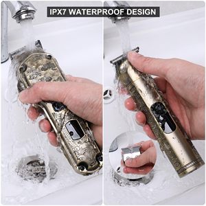 Kit de toilettage sans fil étanche à lame en T pour hommes, tondeuse à barbe et tondeuse à cheveux, ensemble de tondeuses pour le corps et le nez - Product Image 3