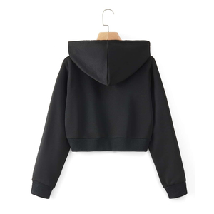 Sudadera con Capucha Corta Personalizada de Algodón 100% para Mujer, Color Sólido, Logotipo Frontal, Ropa Casual, Bajo Precio, MOQ Bajo, Invierno 2026 - Product Image 2