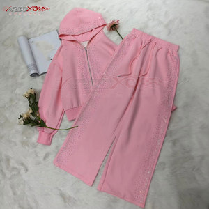 Rhinestone Embellished Women <b>Tracksuit</b> With Full Front Zip And Modern Slim Fit Premium Women Rhinestone <b>Tracksuit</b> - Product Image 5