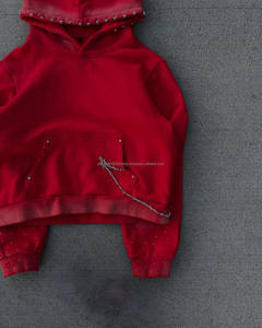 Pull-over à capuche surdimensionné personnalisé pour hommes, poids lourd 100% coton, logo imprimé délavé à l'acide, affichage sans cordes pour l'hiver - Product Image 2