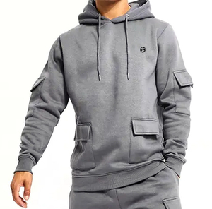 Venta al por mayor 100% algodón orgánico hombres invierno pulóver chándal manga larga ligero con capucha patrón sólido transpirable característica - Product Image 3