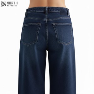 Oem personalizado transpirable de cintura alta, pantalones vaqueros rectos personalizables para las mujeres transpirable de talla grande pantalones de mezclilla de las mujeres - Product Image 5