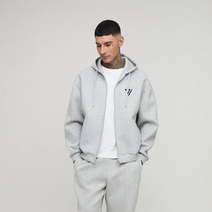 Wholesale Mens <b>Grey</b> Zip Up Hoodie Streetwear Plain <b>Sweatshirt</b> Soft Cotton Fleece Hooded Jacket Casual Warm Winter Hoodies - Product Image 1