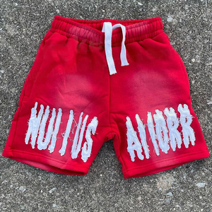 Écusson brodé personnalisé Logo Sun Fade Sweat Shorts Éponge française Jogging Vintage Broderie en détresse Short lavé à l'acide - Product Image 2