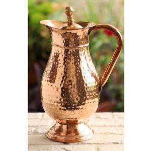Pichet à eau en cuivre martelé pur, pot en cuivre traditionnel indien, vaisselle en cuivre de qualité alimentaire pour l'exportation, pot en cuivre - Product Image 5