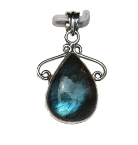 Flashy 925 Sterling Silver 925 Wrap Unisexe Goutte Forme Pendentif Labradorite Cabochon Piedras Naturales Pendentif Pendentif Pendentif - Product Image 6