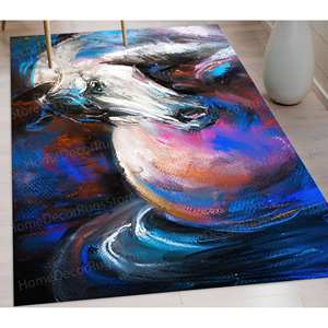 Alfombra Grande, Alfombra para Colgar en la Pared, Alfombra Decorativa para Salón, Alfombra Antideslizante, Alfombra con Pintura de Caballo Blanco, Alfombra Suave con Pelo - Product Image 4