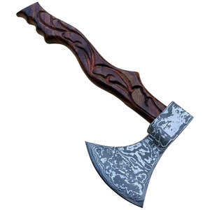 Hacha de acero de Damasco de fábrica de cubiertos OEM ODM personalizada al por mayor para cortar mango de madera duradero y al aire libre de grado industrial - Product Image 1