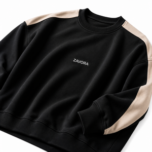 เสื้อสเวตเชิ้ตคอกลมสีดำเบจ คอตตอน 100% ทรงหลวมสำหรับผู้ชาย รับทำโลโก้ตามสั่ง ขายส่งเสื้อสเวตเชิ้ตและเสื้อฮู้ดดี้ - Product Image 3