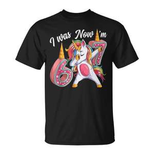 Camiseta de cumpleaños de unicornio para niñas de 6 a 7 años, camiseta de celebración de cumpleaños con la frase 'Ya soy de 6 años, ahora soy de 7' - Product Image 1