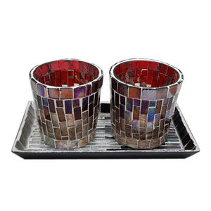 Plateau ovale en fer avec 2 plaques votives de couleur or avec plaque votive pour la maison et la décoration de table personnalisées en vrac - Product Image 3