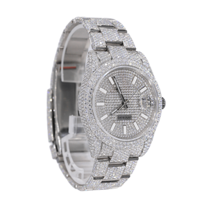 Impermeable Moissanite Diamond Watch Unisex Iced Out Design para hombres y mujeres Silver Tone Hip Hop Watch - Product Image 4