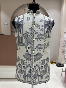 แจ็กเก็ตสไตล์เนห์รุของผู้ชายแจ็คการ์ดดีไซน์พิเศษสำหรับเทศกาลแต่งงานเสื้อผ้าดิวาลีสำหรับงานปาร์ตี้ขายดีที่สุด - Product Image 4