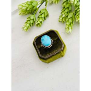 Eli Skeets Blue Ridge Turquoise Rose Gold Plated Sterling Silver <b>Adjustable</b> <b>Ring</b> Bezel Invisible Setting One Size Fits All Gift - Product Image 4