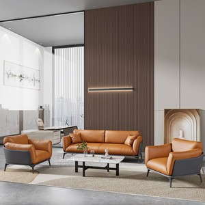 Sofá de Cuero Moderno y Minimalista de 3 Plazas, Sofá Seccional de Lujo para Sala de Estar u Oficina - Product Image 1