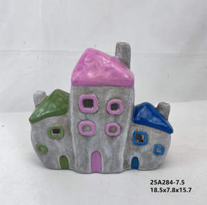 Wholesale Ceramic Village Colorful Handmade <strong>Cottage</strong> Houses Home <strong>Pottery</strong> Desktop Ornament - Product Image 2