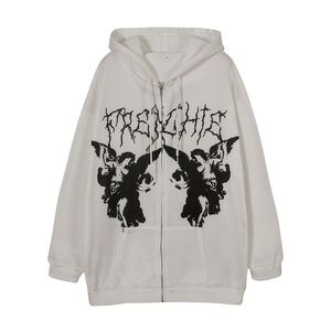 Streetwear décontracté pour femmes sweat ample à capuche sweats à capuche zippés impression de Logo personnalisé vêtements d'extérieur respirants pour l'hiver - Product Image 1