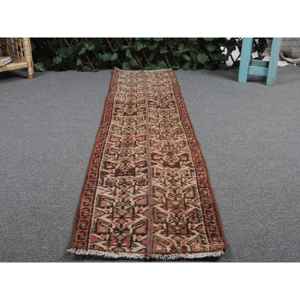 Alfombra Turca de 1.1x5.2 pies, Alfombra Vintage, Alfombra Persa de Lana Marrón - Product Image 4