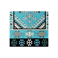 Tapis de prière anatolien Shark Kilim 12 turquoise en coton et polyester, lavable, tissé à la main