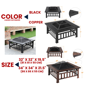 Brasero Exterior Cuadrado Negro, Multifuncional, Estufa de Leña, Parrilla para Asar, Venta al por Mayor - Product Image 2