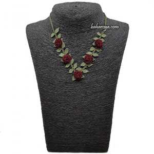 İğne Oyası Tomurcuk Gül Kolye Kahverengi Collar Accesorio de moda - Product Image 1