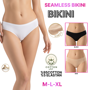 Culottes de bikini sans couture pour femmes, taille mi-haute, en coton uni, écologiques, tricotées, avec logo à la taille - Product Image 4