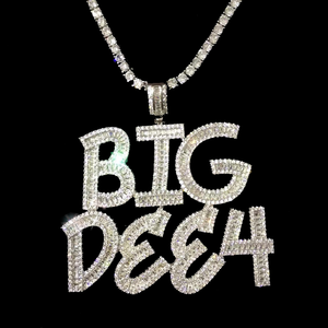 Pendentif en or 14 carats, argent 925, diamant moissanite VVS, pendentifs et breloques fins, bijoux fins, nom personnalisé, style hip-hop glacé, pour homme - Product Image 6