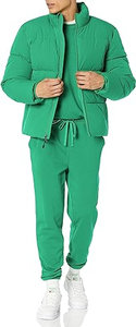 Blouson d'hiver matelassé pour homme en toile, avec coque en nylon épais et doublure en polyester, coupe classique, motif uni, fermeture éclair sur le devant. - Product Image 5