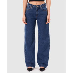 2026 Blue Washed Denim <b>Button</b> Straight Casual Wear <b>Jeans</b> for Sale <b>Women</b> Pant OEM Serviced Customization ODM OEM services - Product Image 4