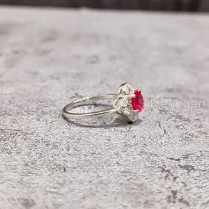 Bague pour femme en argent sterling 925 avec pierre précieuse naturelle rubis, pierre de naissance de juillet, cadeau d'anniversaire de mariage, bague empilable - Product Image 2