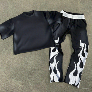 Survêtement de Luxe T-Shirt pour Homme Tenue de Jogging Décontractée Courte Effet Délavé au Soleil et à l'Acide Vierge - Product Image 1