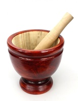 Nouveau Set d'Ustensiles de Cuisine en Bois Naturel et Bambou pour Herbes et Épices, avec Mortier, Pilon et Presse-Ail, Personnalisé, Écologique, Moderne et Manuel