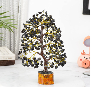 Vente en gros d'agate naturelle obsidienne noire agate: arbre de pierre précieuse: arbre d'argent: artisanat de cristal: pierre de guérison reiki: décoration de la maison - Product Image 4