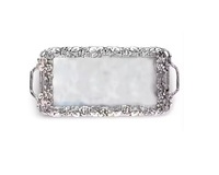 Plateau de service rectangulaire en aluminium couleur argent, moderne, écologique, durable, avec revêtement en poudre et design admirable