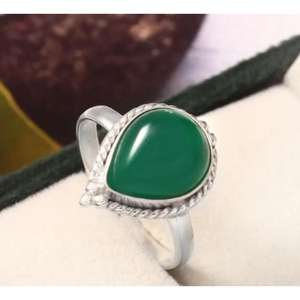 Por encargo 925 plata esterlina verde ónix forma de corazón anillo de lujo hecho a mano boda fiesta joyería mujeres nueva llegada regalo personalizado - Product Image 4