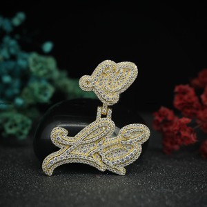 Colgante Personalizado con Nombre y Logotipo de Hip Hop, con Diamantes de Imitación VVS Moissanite, Corte Brillante Redondo, Pasa el Test de Diamantes, Joyería de Plata 925 - Product Image 2