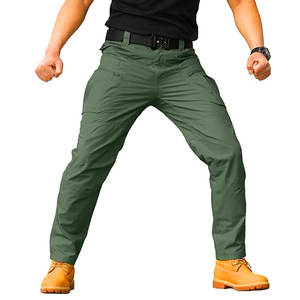 กางเกงคาร์โก้ผ้าใบโพลีเอสเตอร์น้ำหนักเบาใส่ได้ทั้งชายและหญิงมีซิปกันลมสไตล์ด้านหน้าแบนราบสำหรับกลางแจ้งทำงานเดินป่าไซส์ใหญ่พิเศษ - Product Image 1
