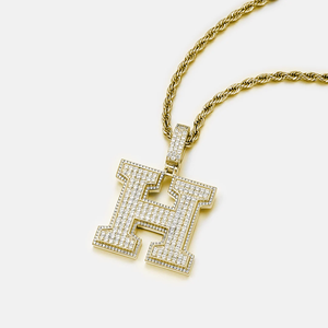 Pendentif personnalisé pour homme en alliage plaqué or, style hip-hop, serti de CZ - Product Image 2
