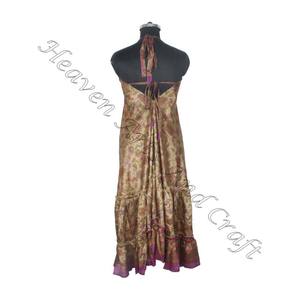 SD011 venta al por mayor bohemio elegante Vintage Sari Maxi vestido para mujer cuello en V Casual playa Hippie suelta verano fiesta desgaste para niñas - Product Image 6