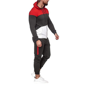 ชุดวอร์มคุณภาพระดับพรีเมียมของผู้ชายผ้าฝ้าย100% สีตัดกันลายสีทึบสำหรับฤดูหนาว - Product Image 4